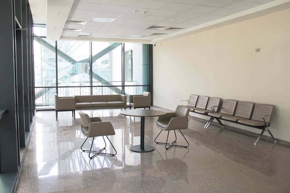 corporate lobby with polished floors